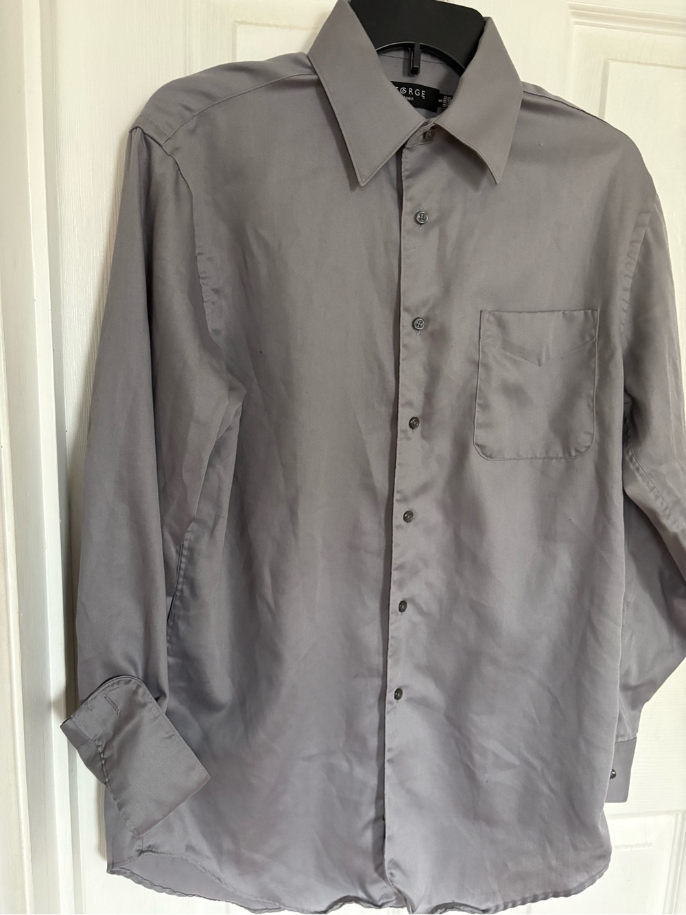 George Men's Light Gray Long-Sleeve Dress Shirt